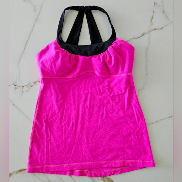 Lululemon Athletica Scoop Me Up Tank in Raspberry Glo Light / Black Sz 6? Active - Picture 4 of 12